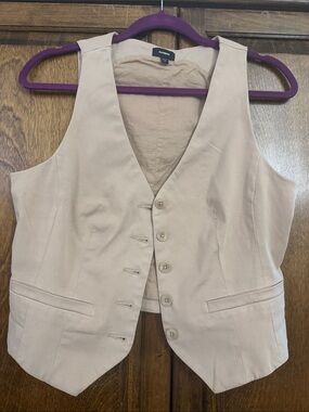 Express Women's Light Beige Tailored Button Vest